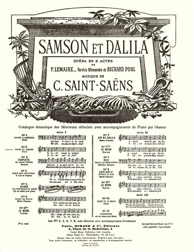Samson Et Dalila N 2 Fr-All Tenor-Piano